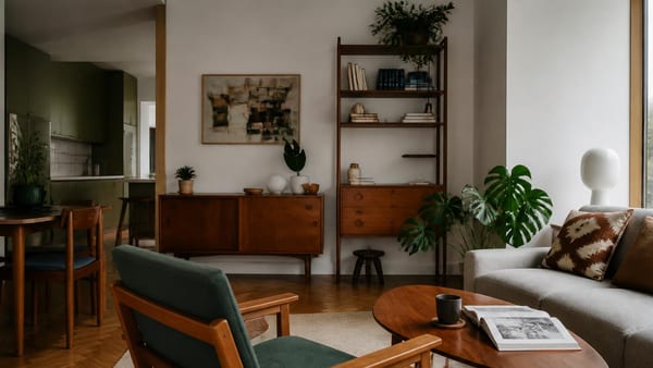 Architekt zaprojektował to mieszkanie dla swojej siostry. Piękne wnętrze mid-century