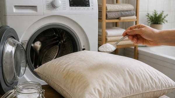 Żółte, zużyte poduszki to problem wielu domów. Odkryj prosty trik z kuchenną sodą, który odmieni twoje pranie.
